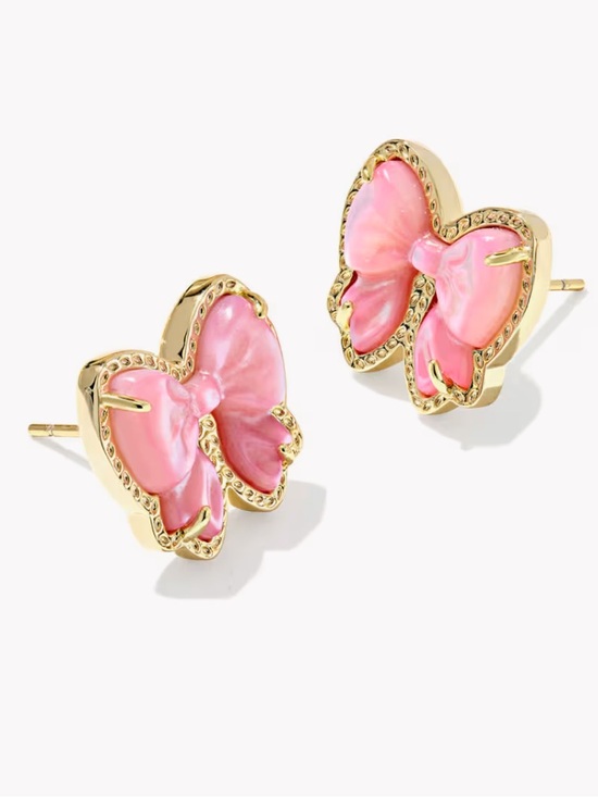 Kendra Scott Jewelry - NWT Kendra Scott Haley Bow Gold Stud
Earrings in Blush Mother of Pearl